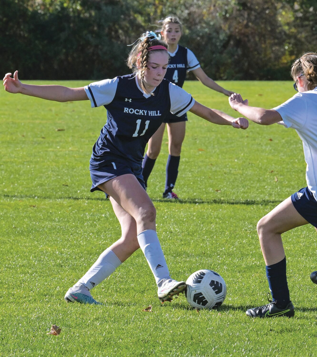UP THE FIELD: Rocky Hill’s Emma Morrison makes a play.